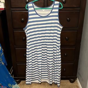 Tank dress with stripes. Elastic band at waist